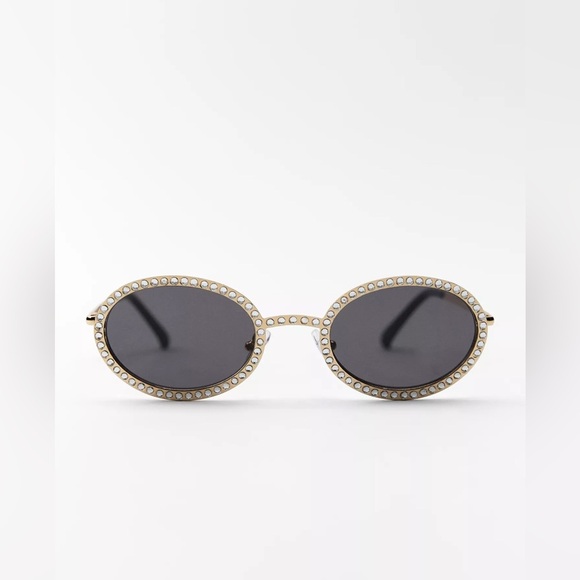 NEW Zara Boho Festival Retro Black and Silver Embellished Sunglasses - Picture 2 of 5